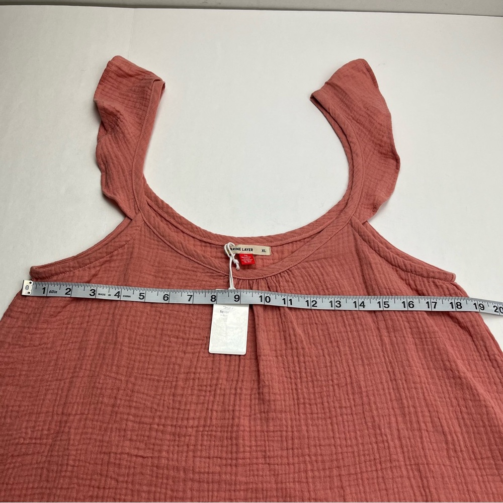 Marine Layer Jude Flutter Sleeve Cotton Tank Rosette Pink Womens Size‎ XL NEW - Picture 8 of 11